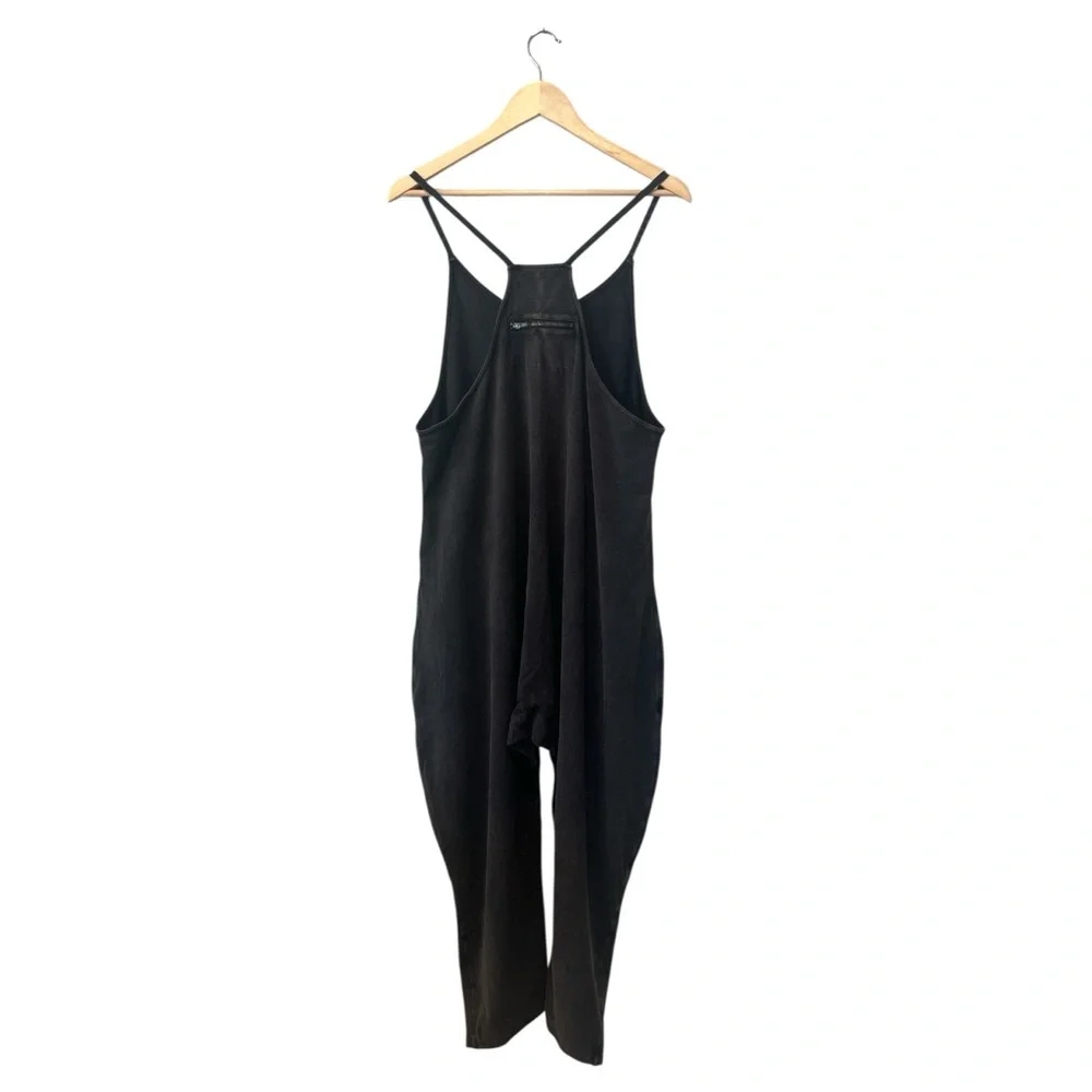 Free People Movement Hot Shot black jumpsuit oversized racerback pockets small - Picture 2 of 7